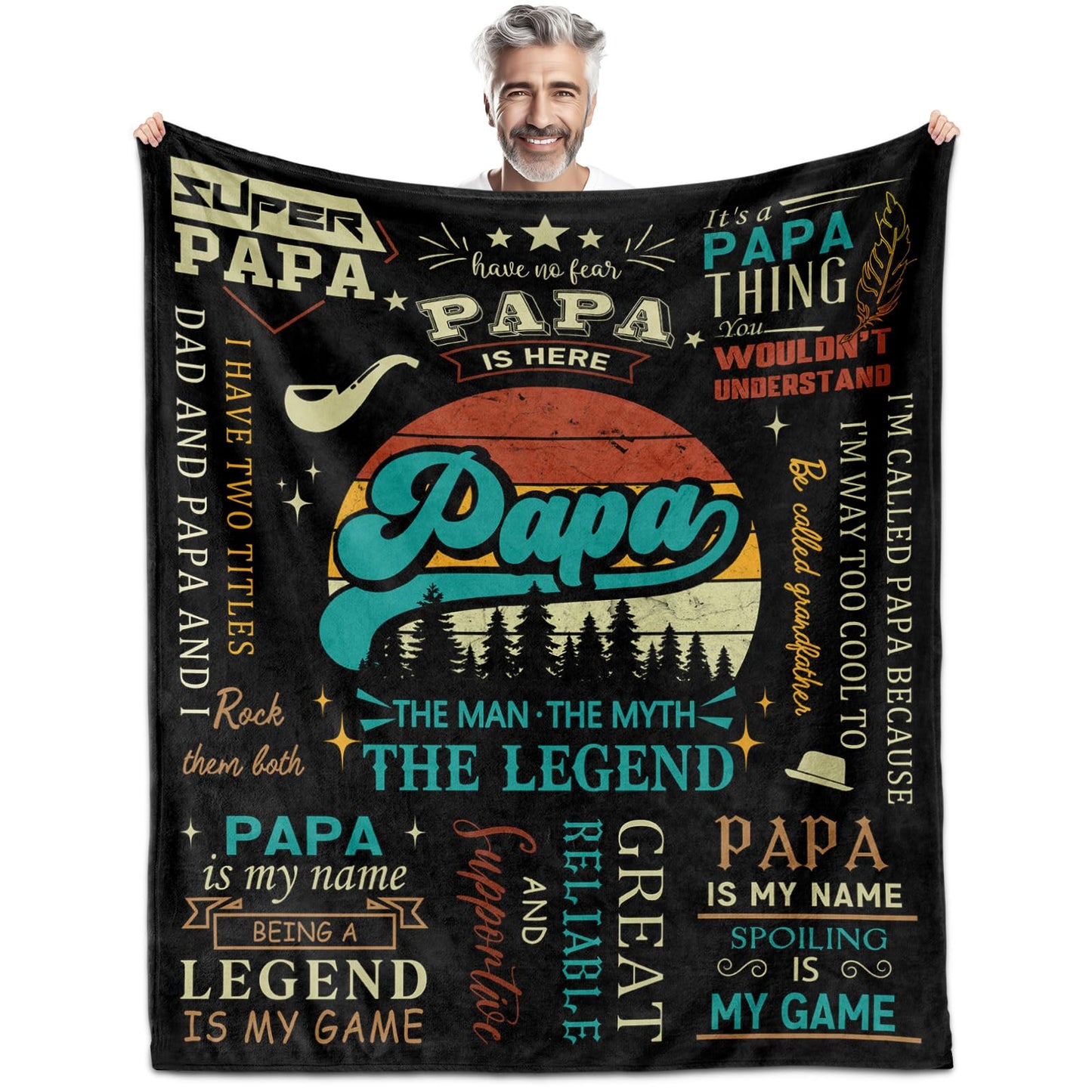 YSBLGWE Papa Gifts Blanket - Papa Birthday Gifts - Papa Gifts from Grandkids - Gifts for Papa - Papa Gift - Grandfather Birthday Gifts - Grandpa/Grandfather/Pop Pop/Papa Blankets 50"x60"