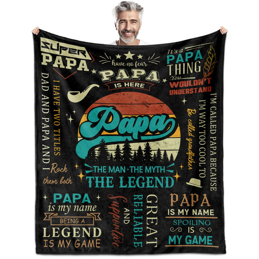 YSBLGWE Papa Gifts Blanket - Papa Birthday Gifts - Papa Gifts from Grandkids - Gifts for Papa - Papa Gift - Grandfather Birthday Gifts - Grandpa/Grandfather/Pop Pop/Papa Blankets 50"x60"