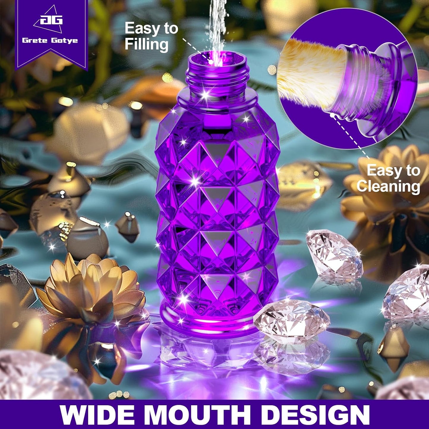 Skiennix Glass Hummingbird Feeder - 25 Ounce Leak-Proof Outdoor Nectar Feeder with 5 Flower Ports | Purple Garden Decor