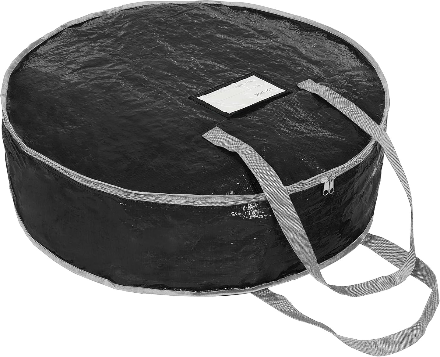 Propik Wreath Storage Bag - Tear-Resistant Holiday Garland Container | Heavy-Duty Handles, 36" X 8", Black