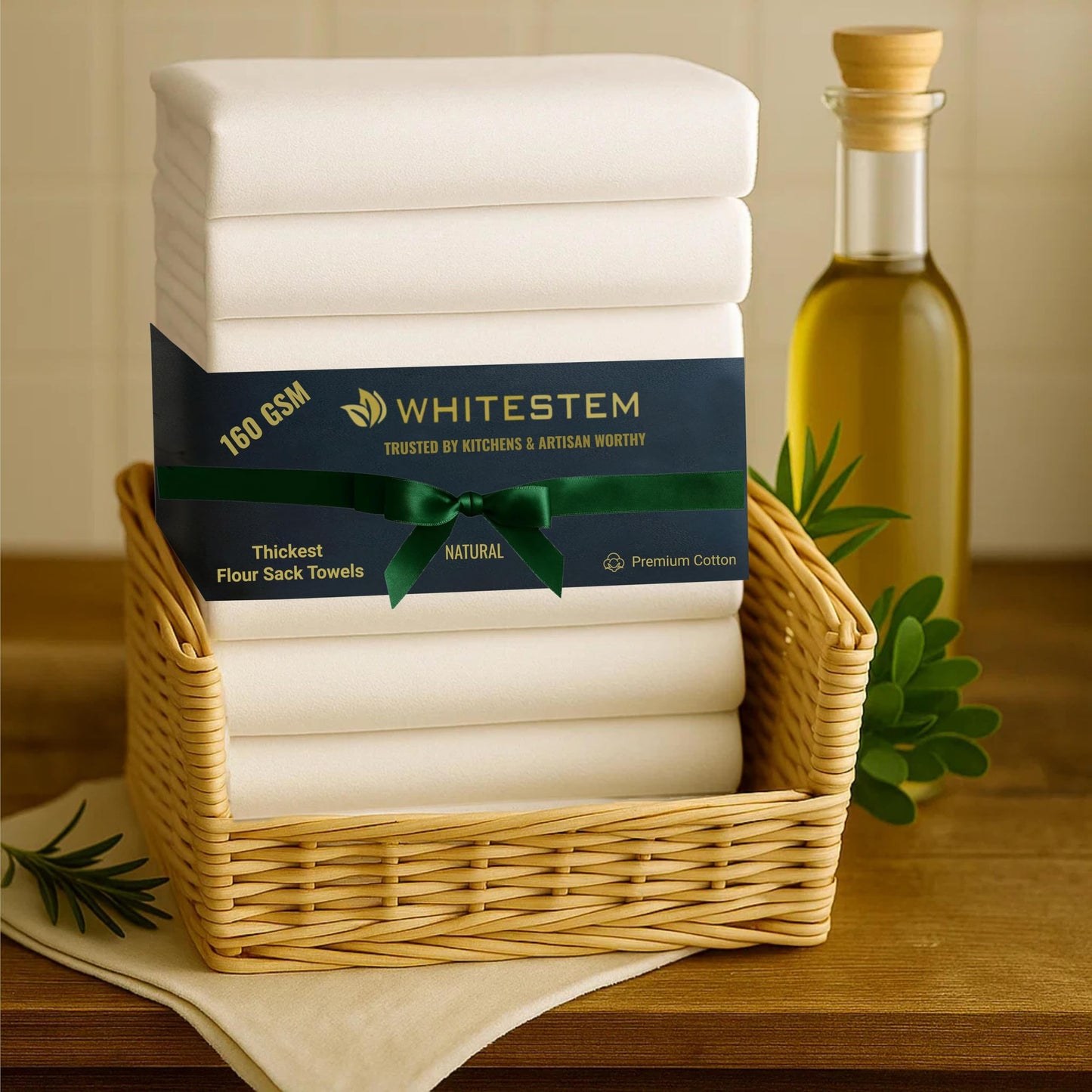 WHITESTEM Flour Sack Towels | Tea Towel for Crafts | Kitchen Dish Cotton Blank Towel for Embroidery | Baking Bread Proofing Linen Cover | Thick Absorbent Quick Dry | 12 Pack 15"x25" Natural