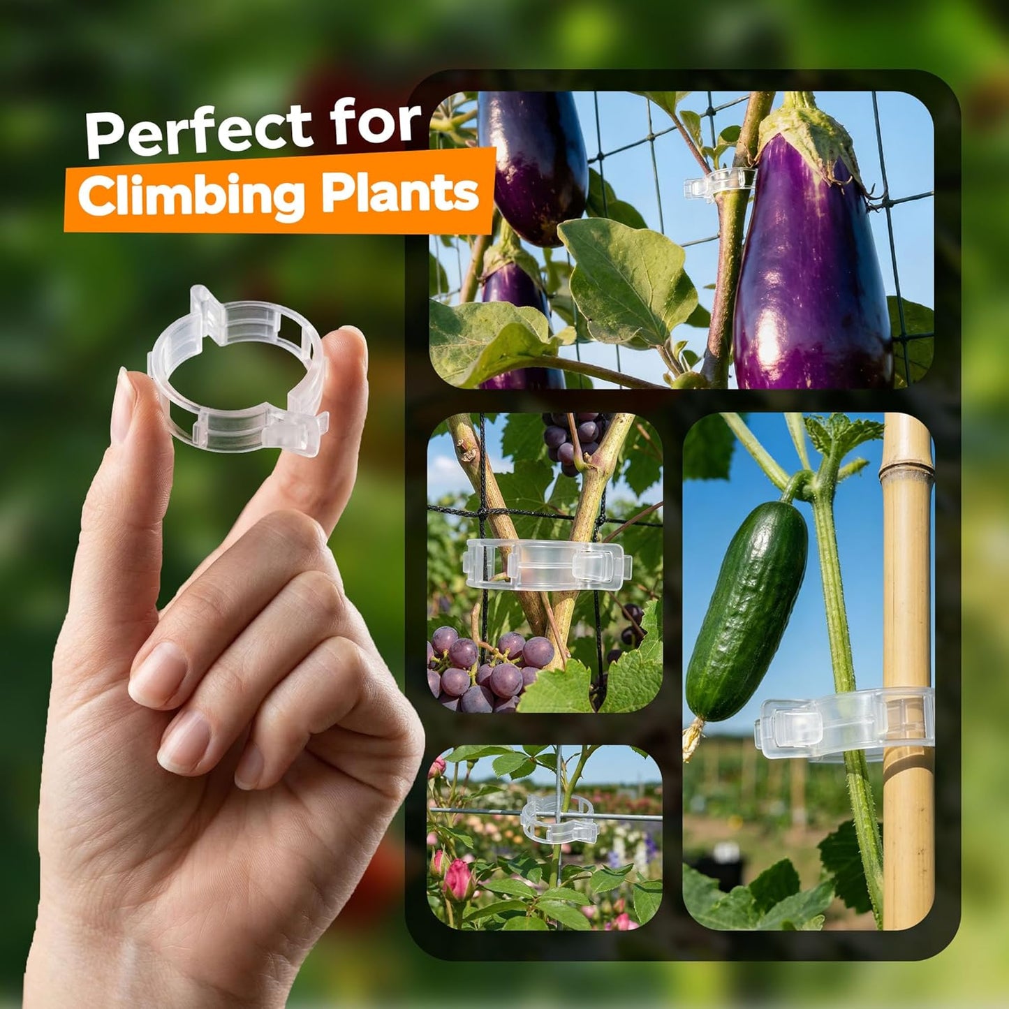 Skiennix 100pcs Tomato Clips - Reusable Plastic Trellis Support for Healthy Climbing Plants