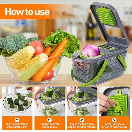 APSARAS USA Pro 18 in1 Vegetable Chopper, Food Chopper with Container, Veggie Slicer & Cutter for Onion Salad,Kitchen Gadgets Accessories,Home Essential Gadget&Kitchen,1.8L