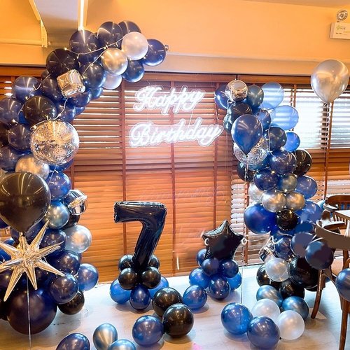 Blue and Silver Balloons by [Brand Name] - 60 Pcs Metallic Confetti Helium Latex for Birthday & Graduation Decor