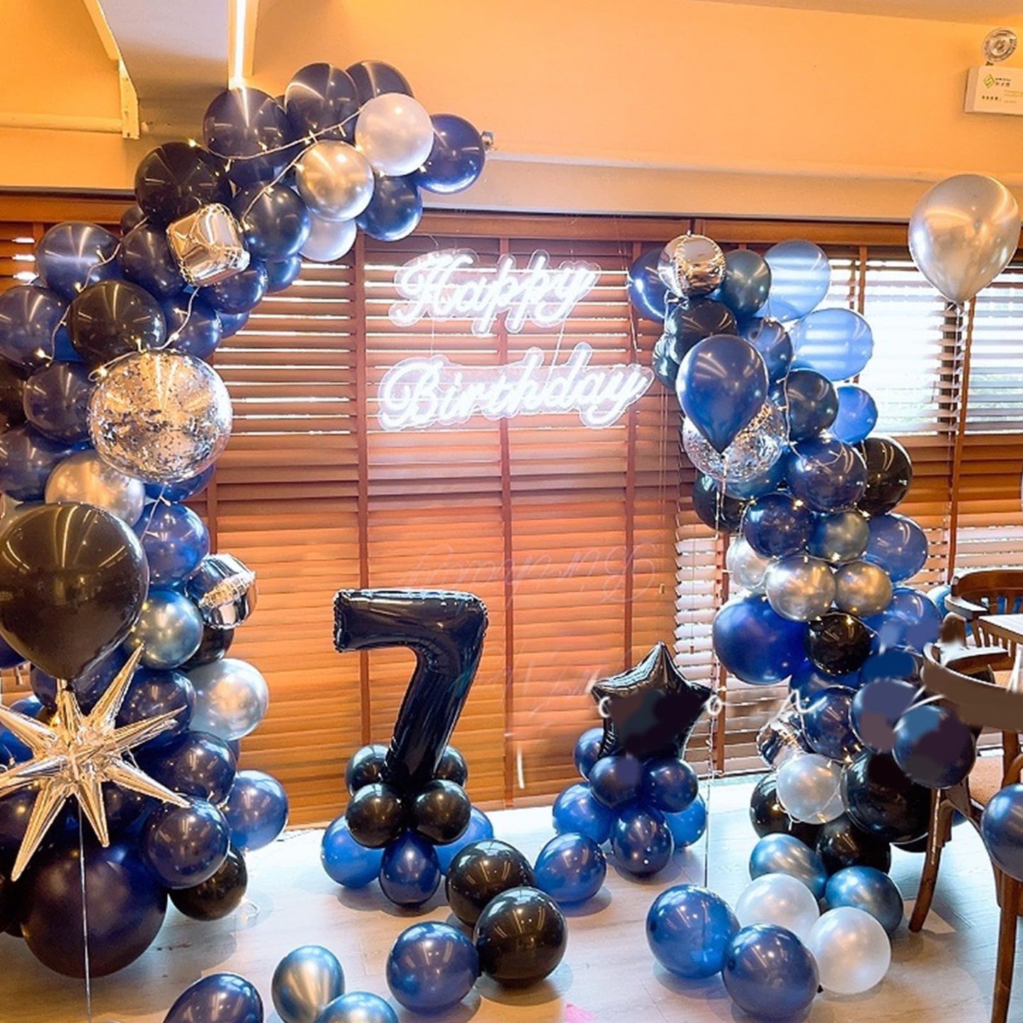 60 Pcs Blue and Silver Balloons, Navy Royal Blue Silver Party Balloons with Metallic Confetti Helium Latex Balloons for Birthday Baby Showers Fathers Day 2025 Graduation Decoration