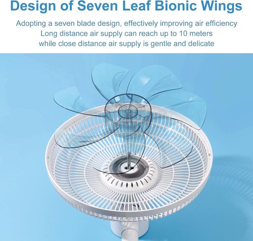 **7 Blades Oscillating Pedestal Floor Fan - 14.5-Inch Adjustable Height with Remote Control & Timer**