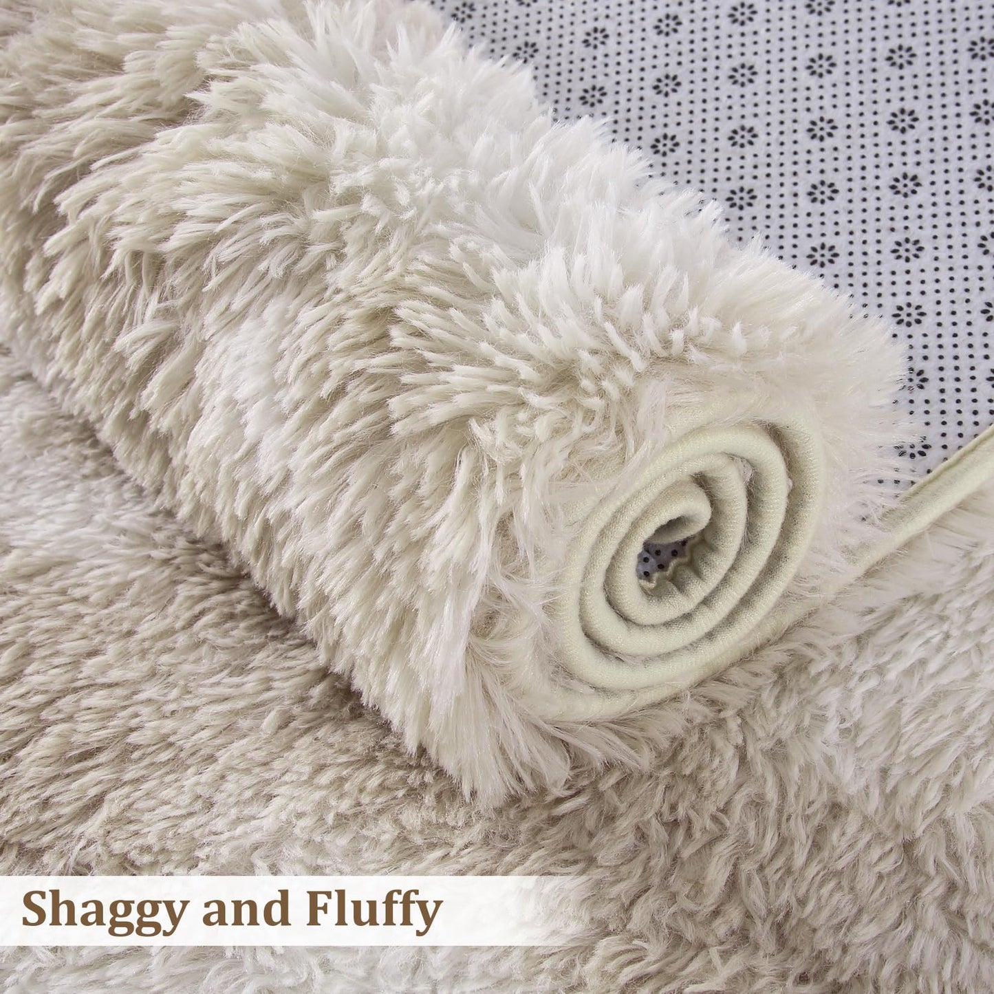 IMINROME Shaggy Area Rug Indoor Plush Fluffy Rugs, Modern Fuzzy Soft and Comfy Carpet Tie-Dyed Accent Rugs for Bedroom Living Room Kids Nursery Fluffy Area Rug, Beige Taupe, 5' x 8'