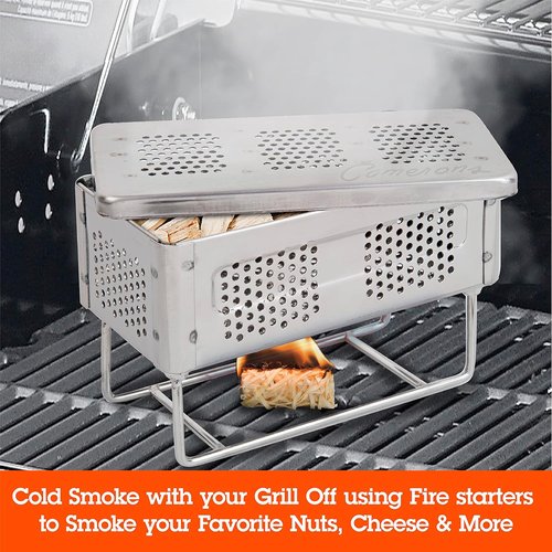 Camerons The Flip Professional Smoker Box - Patented BBQ Grill Smoke Box for Gas/Charcoal Grills | Infuse Smoky Flavor