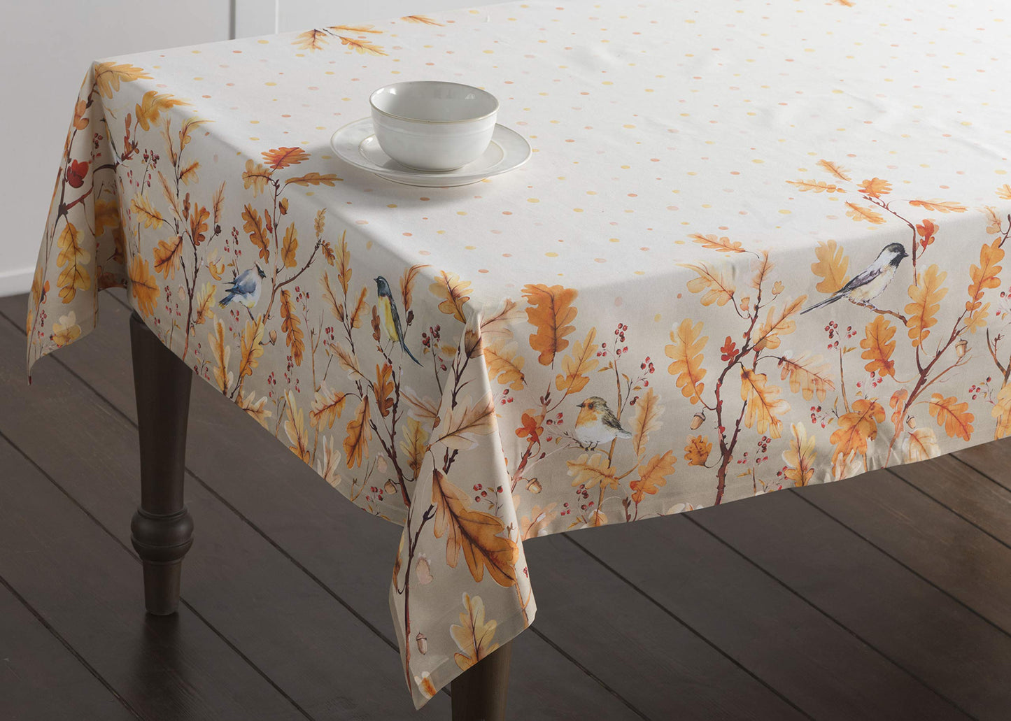 Maison d' Hermine Table Cloth Rectangle Table 100% Cotton 60 x 90 Inches Fall Tablecloth Reusable Everyday Use for Thanksgiving Christmas Decorations Dining Farmhouse Party (Oak Leaves)
