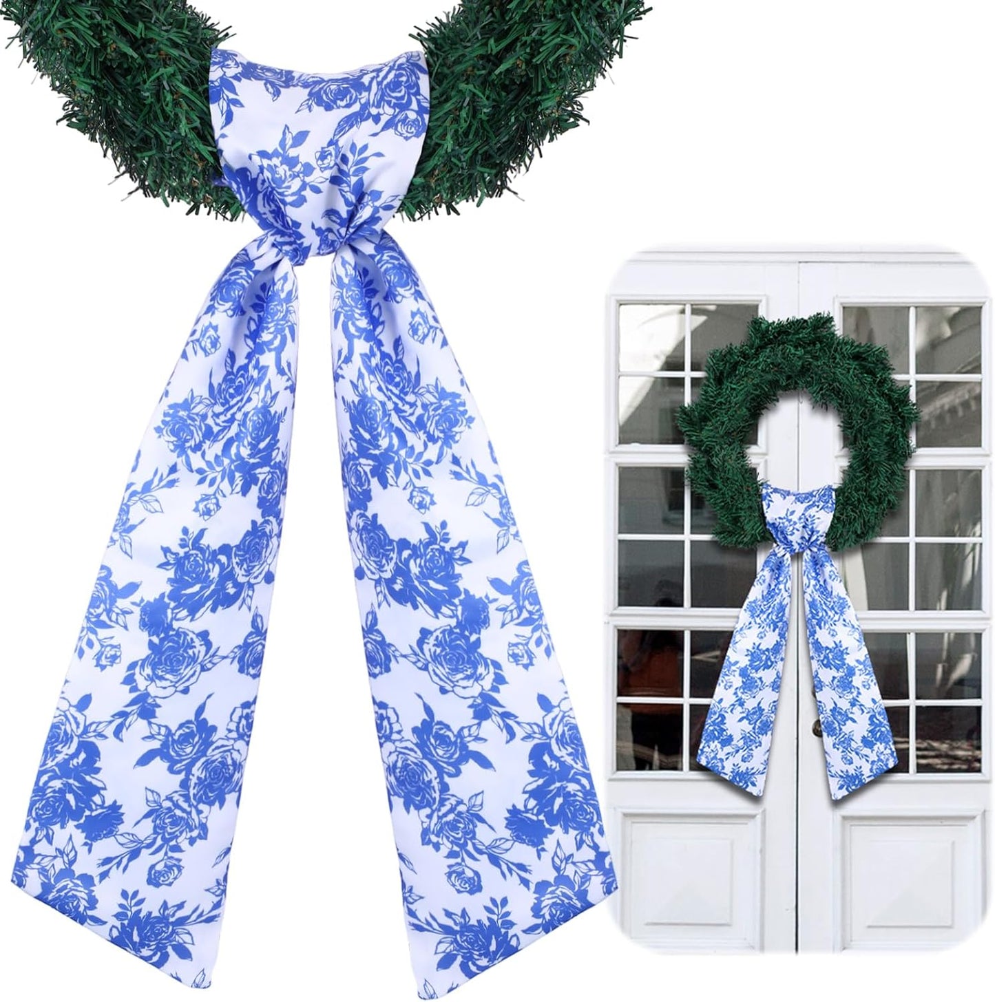 VitalCozy Floral Wreath Sash - Elegant Satin Ribbon for Embroidery Monogram | Perfect for Indoor/Outdoor Decor