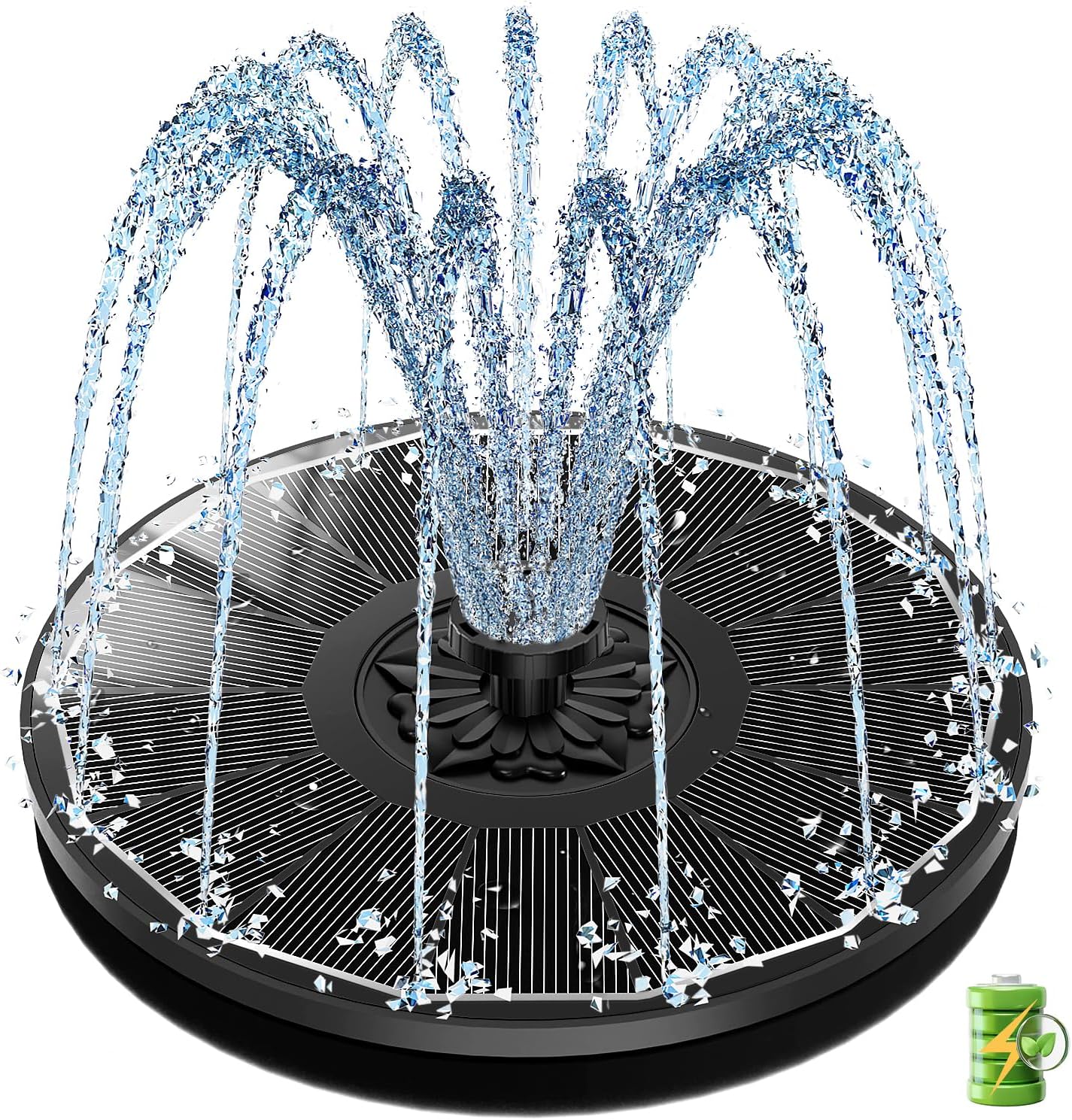 SZMP Solar Fountain - Outdoor Bird Bath Water Pump with 3.5W Black Glass Panel & 2000mAh Battery