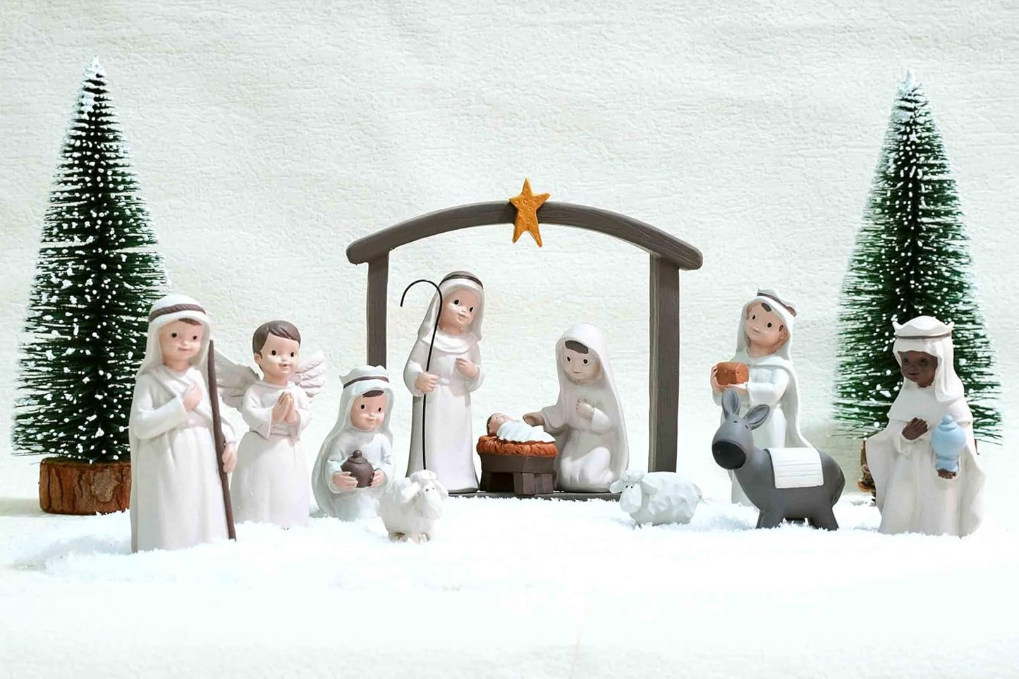 Little People Nativity Set - 12-Piece Mini Christmas Scene with White Figurines for Holiday Decor
