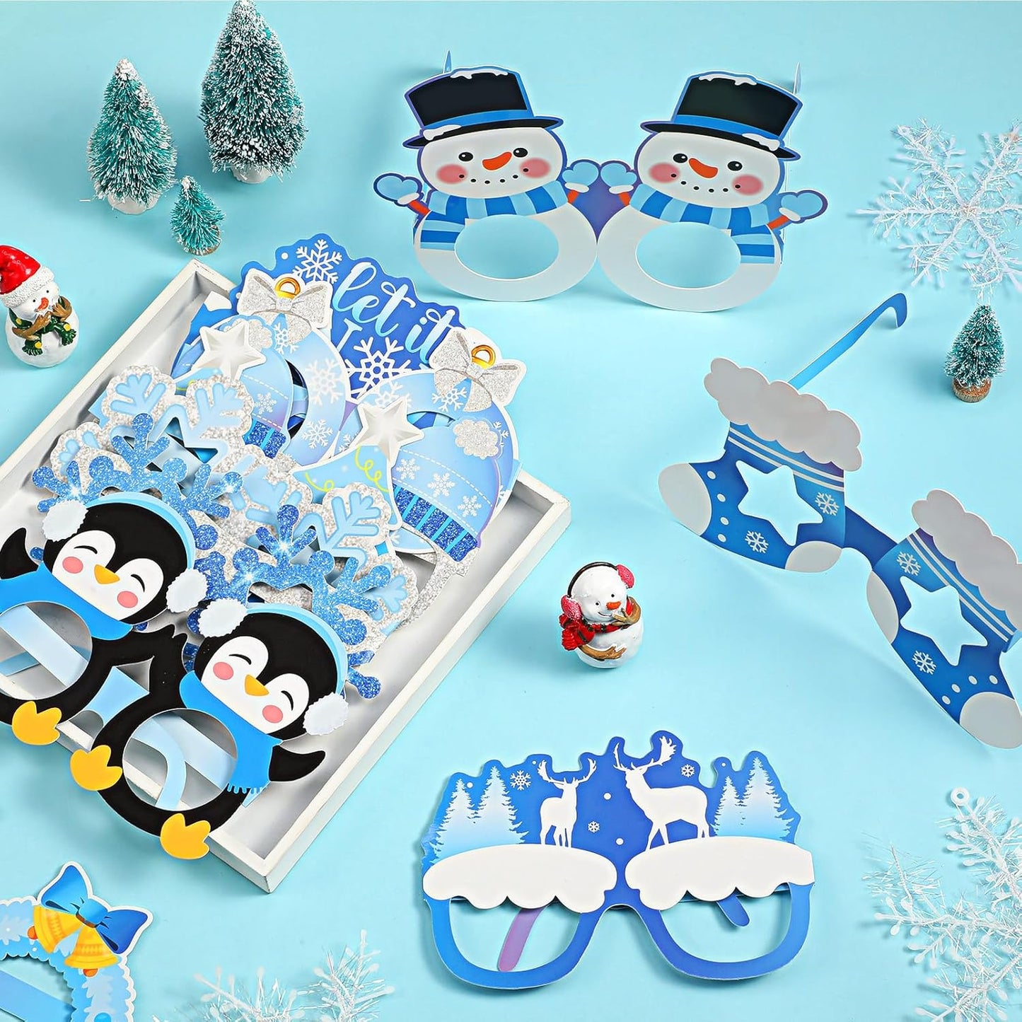 Skiennix Snowflake Paper Eyeglasses - 36 Pcs Winter Party Favors for Christmas & Holiday Celebrations