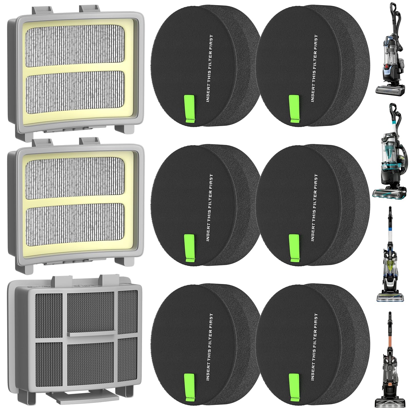 LANROON 3418 39883 3774F Filters for Bissell SurfaceSense 3418 MultiClean 3402 3774F 3409 3774 3774G 3775 3404 3415 39883 Pet Hair Eraser Upright Vacuums 3 Pack
