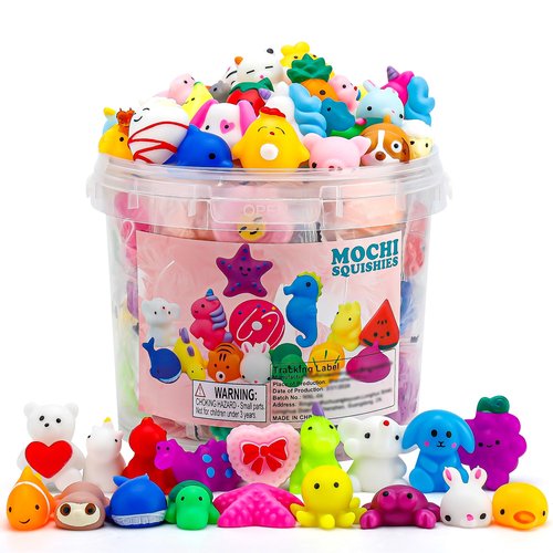 80 Pack Mochi Squishy Toys, Party Favors for Kids 4-8-12,Birthday Gifts Treasure Box Classroom Prizes Goodie Bag Stuffers, Mini Squishy Fidget Toys, Carnival Prizes in Bulk
