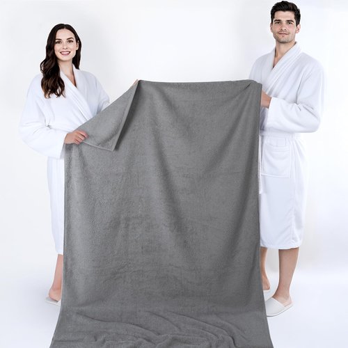 Cotton Paradise 100% Cotton Oversized Bath Sheet - Extra Large Light Gray Turkish Towel 40x80