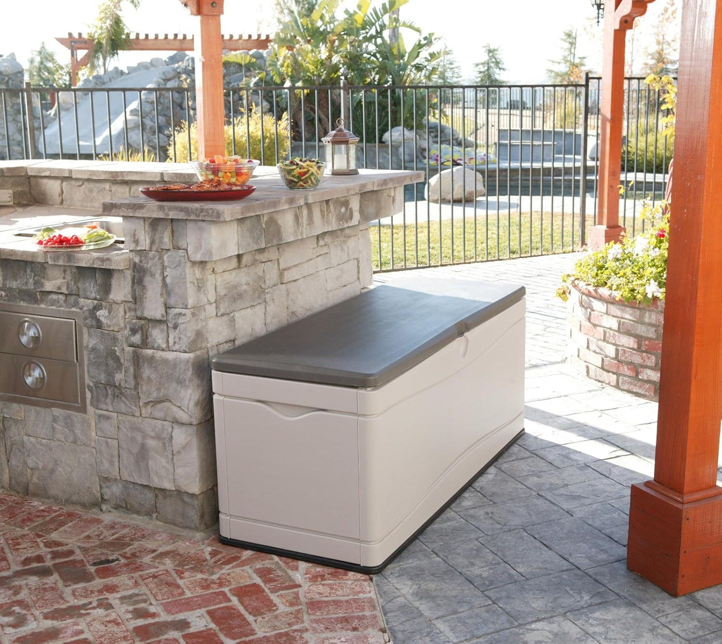 LIFETIME Extra Large Deck Box - 130 Gallon Capacity in Desert Sand/Brown Color