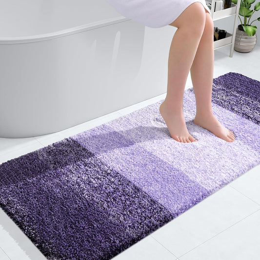 OLANLY Large Bathroom Rug Mat - Extra Soft Microfiber, Quick Dry, Machine Washable | 54x24, Violet