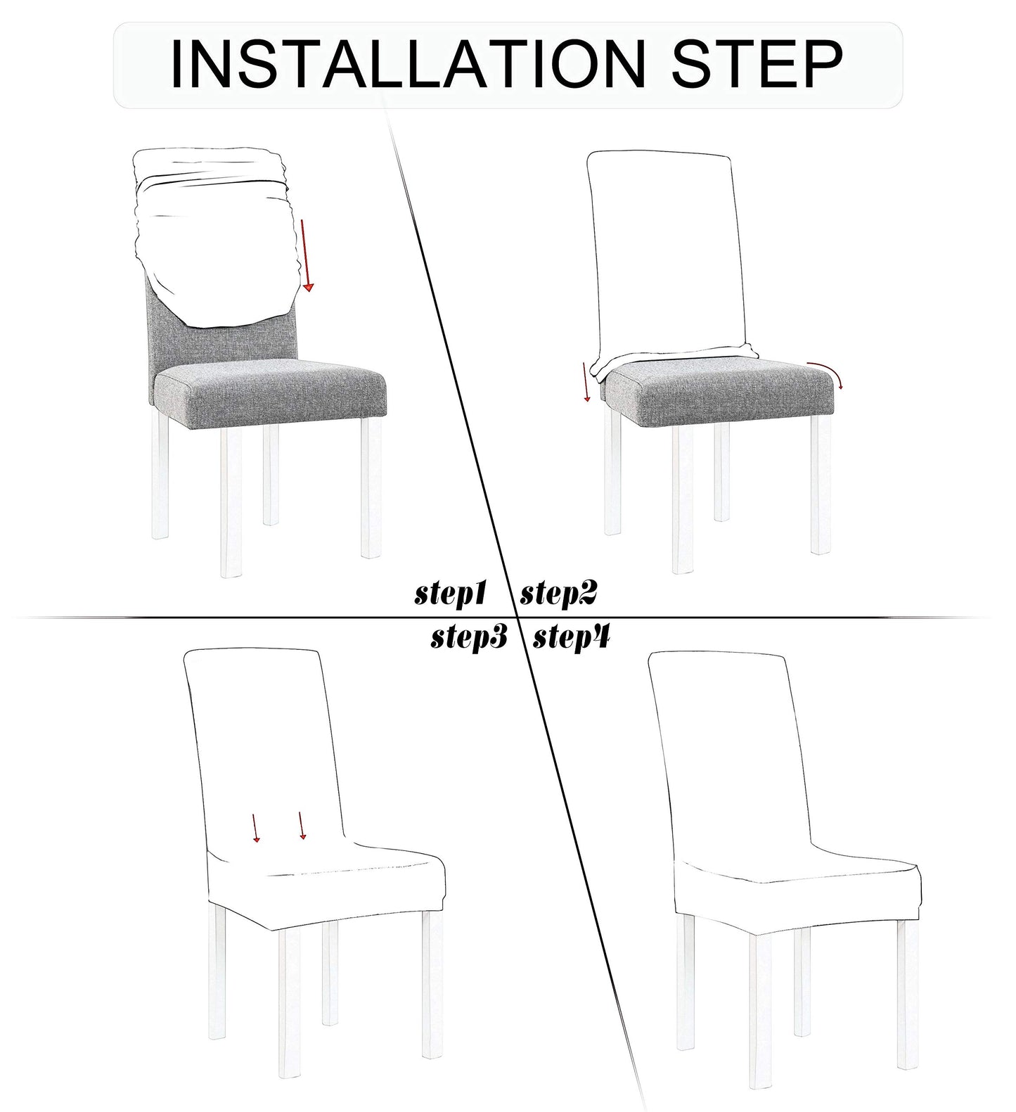 Obstal Black Stretch Spandex Dining Room Chair Covers ?Set of 4 Universal Removable Washable Chair Seat Slipcovers Protector for Kitchen, Ceremony, Wedding, Banquet, Hotel and Party