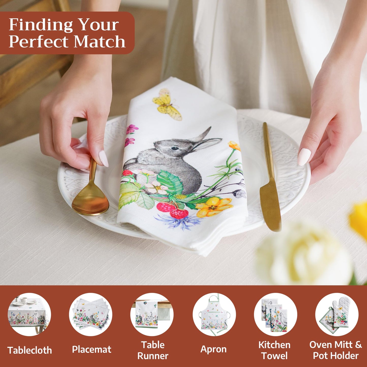 Maison d' Hermine Cloth Napkins Set of 4 100% Cotton Everyday Reusable Square Napkins Cloth Washable Dinner Party Wedding Restaurant Gifts for Mothers Day Spring/Summer (Printemps, 20" x 20")