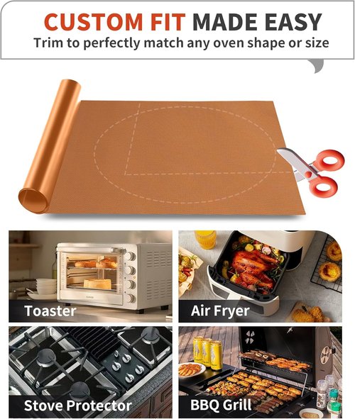 Heavy Duty Oven Liners by [Brand Name] - Non-Stick, Reusable Mats for Electric & Gas Ovens | 17x25" Copper, BPA & PFOA Free