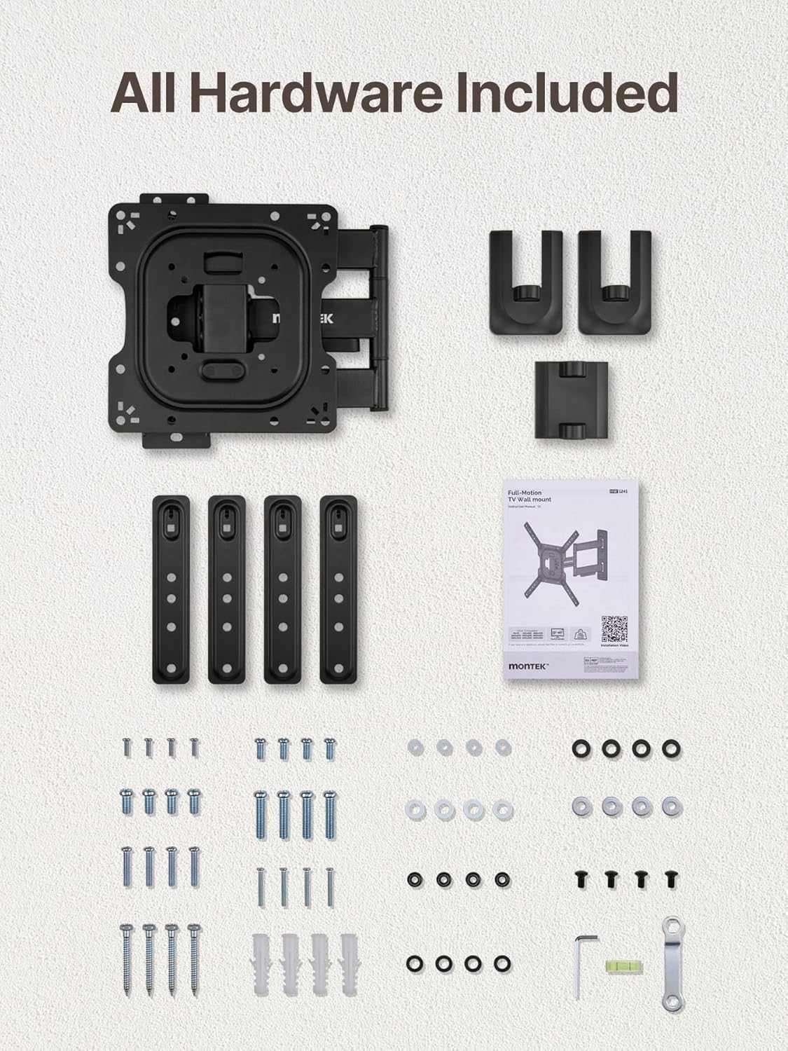 monTEK Full Motion TV Wall Mount - Swivel & Tilt Bracket for 23–65 Inch TVs | Max VESA 400x400mm, Holds 77 lbs