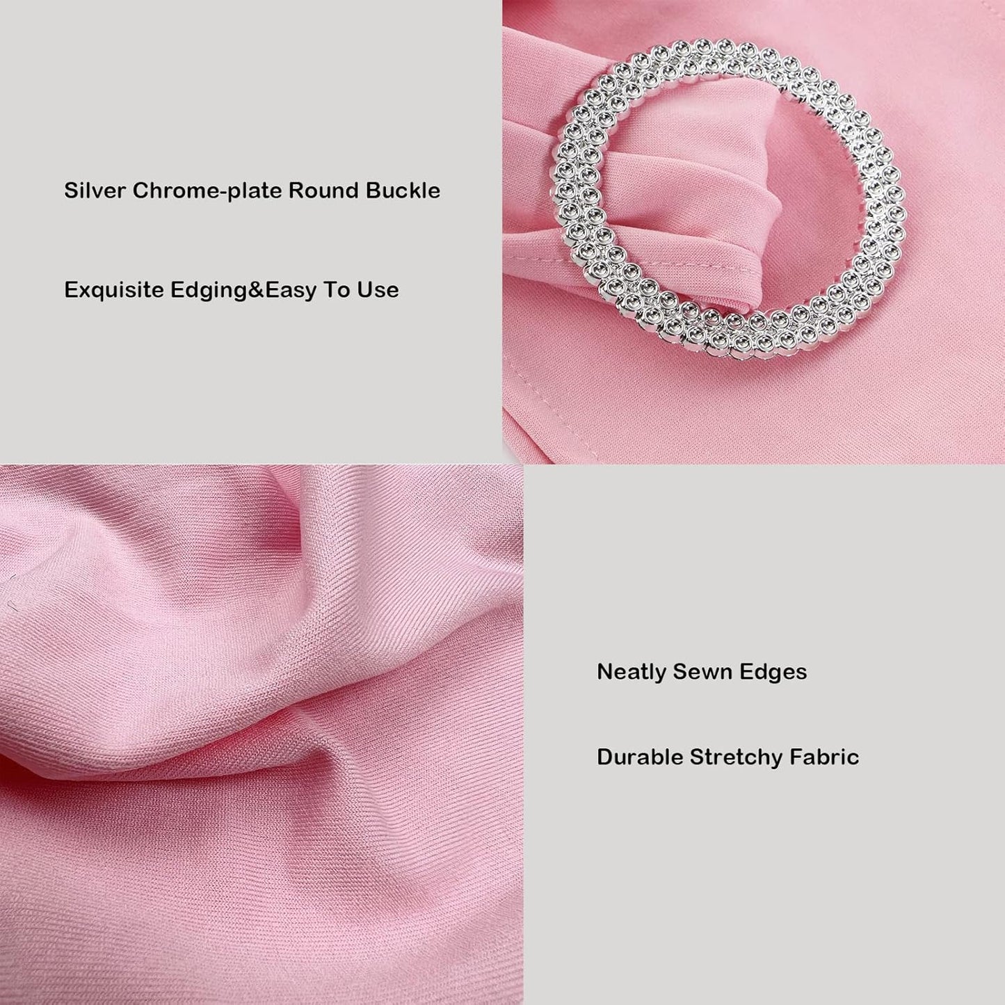 Spandex Chair Sashes by [Brand Name] - 50PCS Stretch Chair Ties with Buckle Slider for Weddings & Parties | Pink