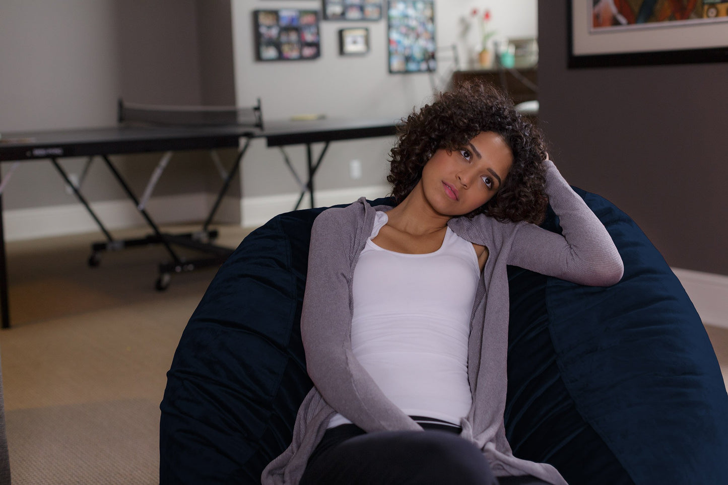 Sofa Sack Bean Bag Chair - Plush, Ultra Soft - Memory Foam Bean Bag Chair with Microsuede Cover - Stuffed Foam Filled Furniture and Accessories for Dorm Room 4 Feet - Navy