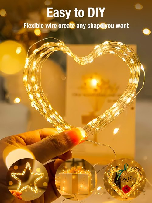 btfarm 4 Pack Fairy Lights Battery Operated with Timer, 16FT 50LED Twinkle String Lights Battery Powered 8 Modes Dimmable, Wire Mini Light Waterproof for Indoor Bedroom Wedding Christmas, Warm White