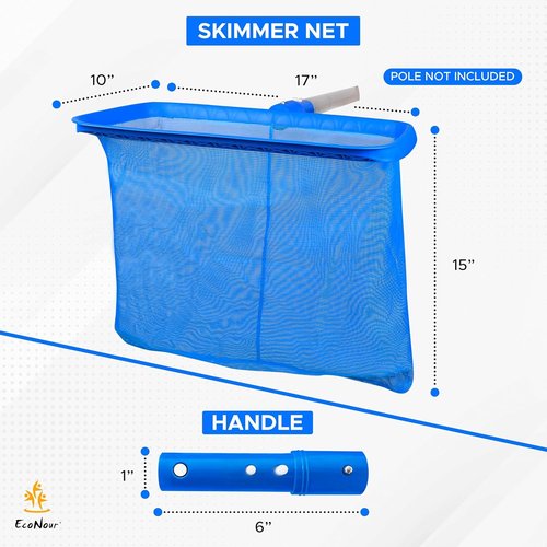 EcoNour Pool Skimmer Net - Heavy Duty Ultra Fine Mesh Leaf Rake for Efficient Cleaning | Fits Standard Poles