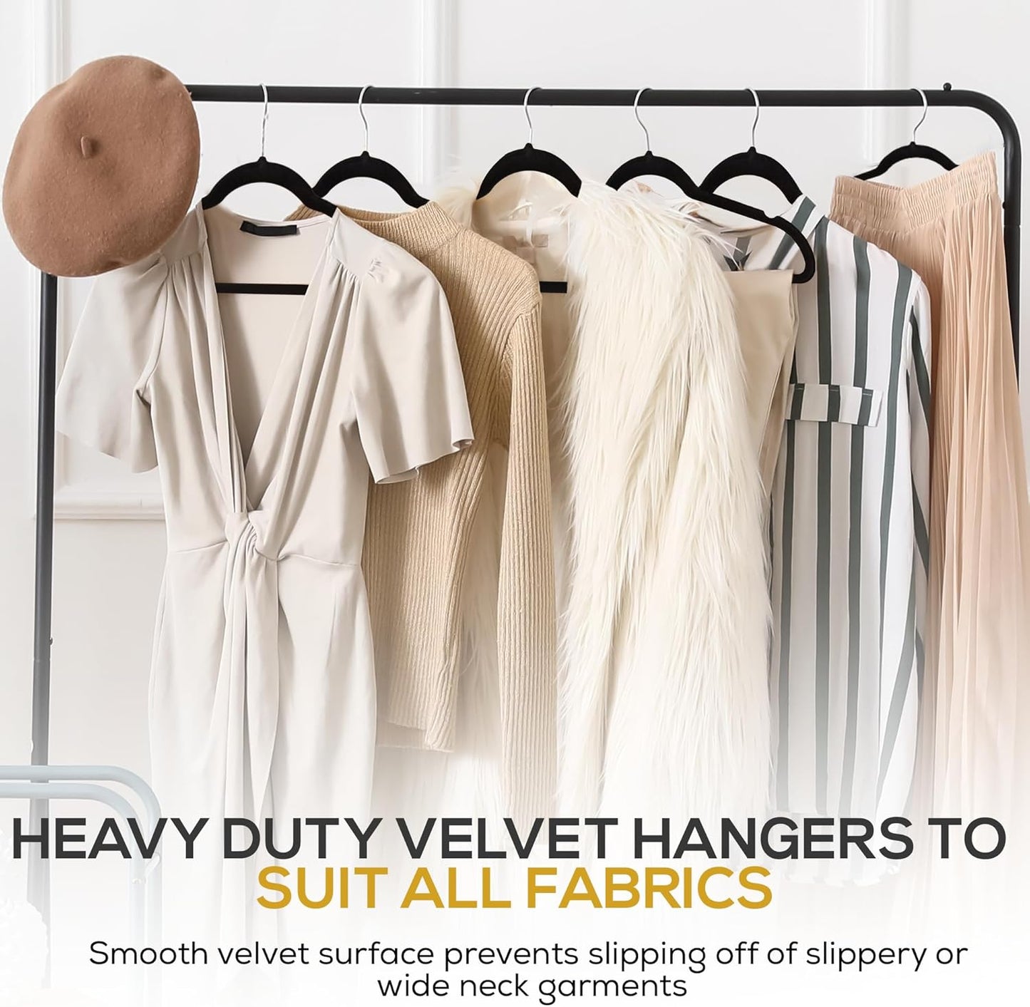 Techzoo Velvet Hangers - Ultra Thin Non-Slip Design for Closet Organization | 50 Pack, Black