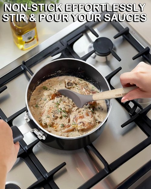 Cook N Home Nonstick Sauce Pan - 2-Qt Multi-Purpose Kitchen Pot with Glass Lid | Black Aluminum