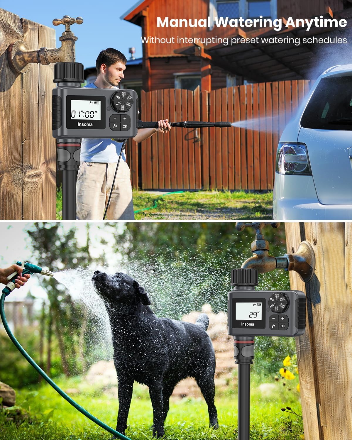 Outdoor Garden Hose Faucet Timer - Programmable Water Sprinkler with Rain Delay | Drip Irrigation System, 1 Outlet