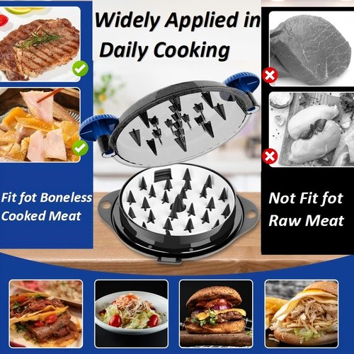 Chicken Shredder Tool Twist Pro - Large Meat Shredder for Chicken Breast, Pulled Pork, Beef with Upgraded Stainless Steel Spikes Wall Mounted Design BPA-Free Kitchen Essentials Gadgets (Blue/Black)