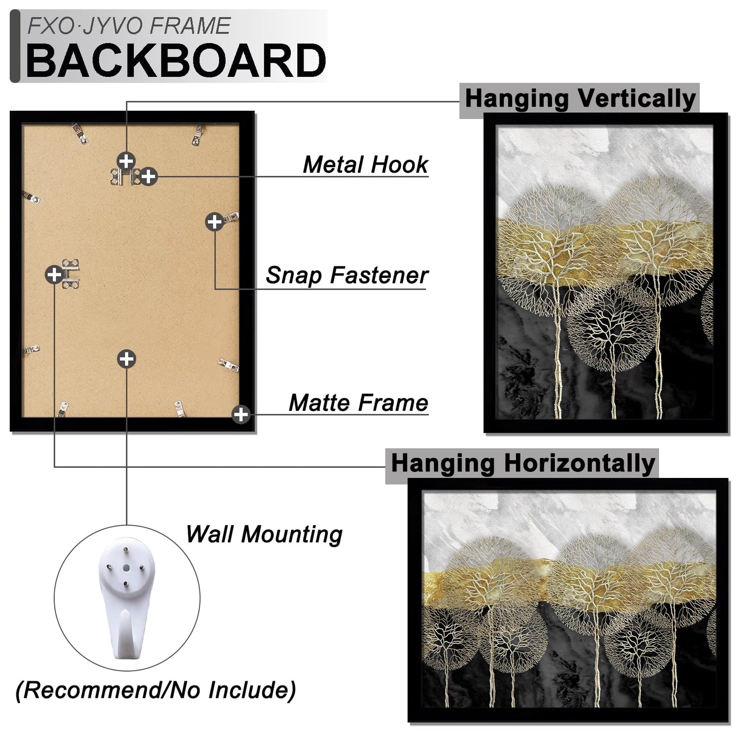 Fxojyvo 16x20 Picture Frame Set of 6, Display Poster 11x14 with Mat or 16 x 20 Without Mat, Light Weight and High Transparent 16 by 20 Frame for Wall - 6 Pack/Black/16 x20