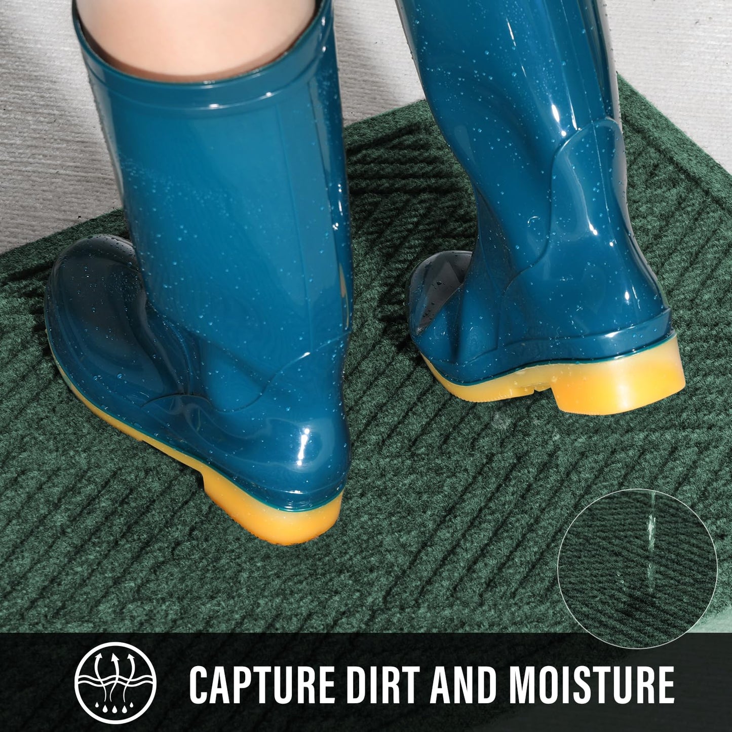 HIYARD Sturdy Front Door Mat, Absorbent Muddy Dirt Resist Welcome Door Mats Outdoor Indoor, Stain and Fade Resistant, Non-Slip Rubber Backing Low Profile Doormat for Entryway, 47×32, Green