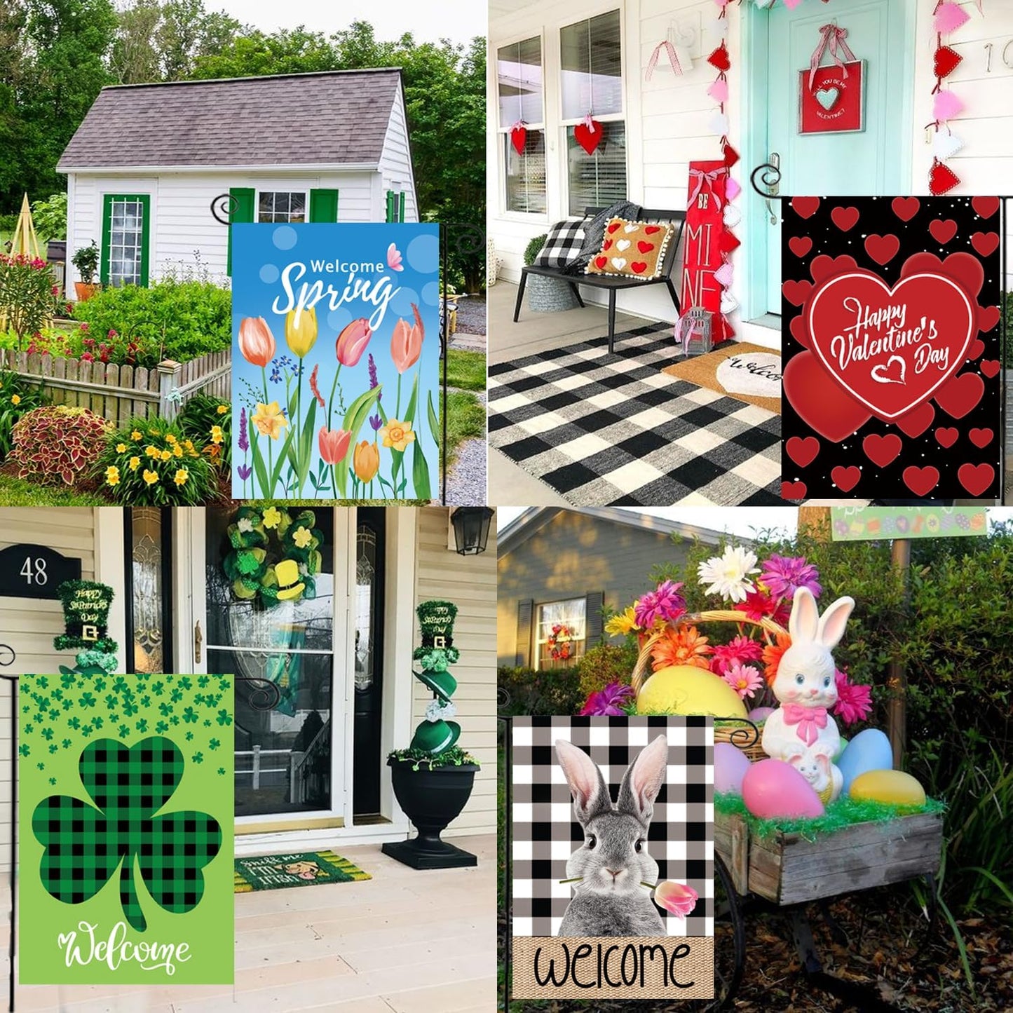 Seasonal Garden Flags by [Brand Name] - Set of 12 Double-Sided 12 x 18 Inch Yard Flags for All Seasons