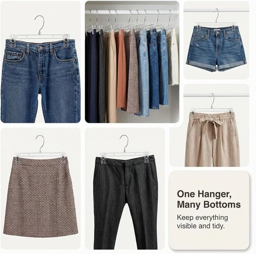 DEILSY™ Space-Saving Pants Hangers with Clips - Durable 12-Inch Closet Organizers for Jeans, Skirts & More - 30 Pack