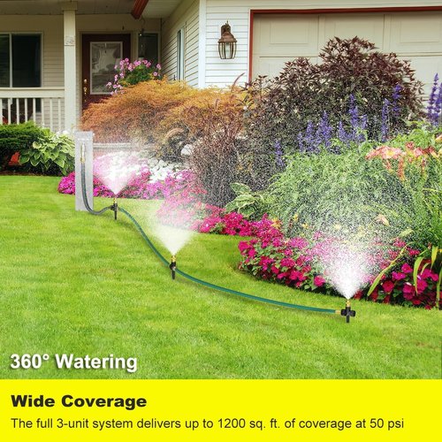 FANHAO Garden Sprinkler System - Adjustable 360° Coverage for Lawn, Patio & Flower Beds