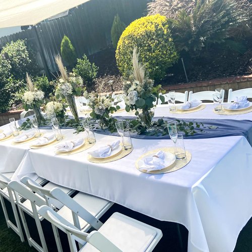 6 Pack Tablecloth 60 x 126 inch Polyester Table Cloth for 8 Foot Rectangle Tables,Stain and Wrinkle Resistant Washable Fabric Table Covers Polyester White Table Clothes for Wedding,Party,Banquet