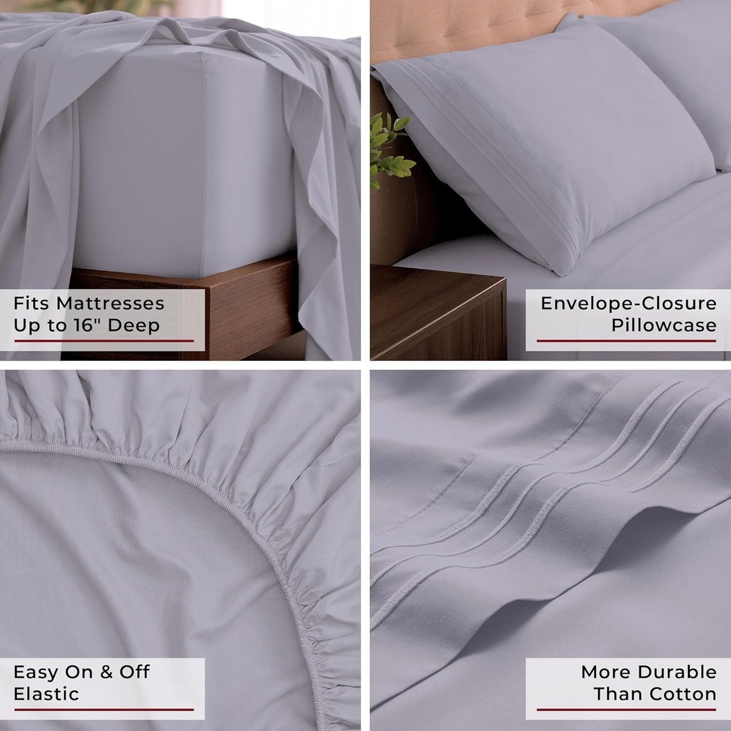 Mellanni King Sheets Set - 4 PC Hotel Luxury Bedding - Extra Soft, Cooling, Wrinkle Resistant (King, Lavender)