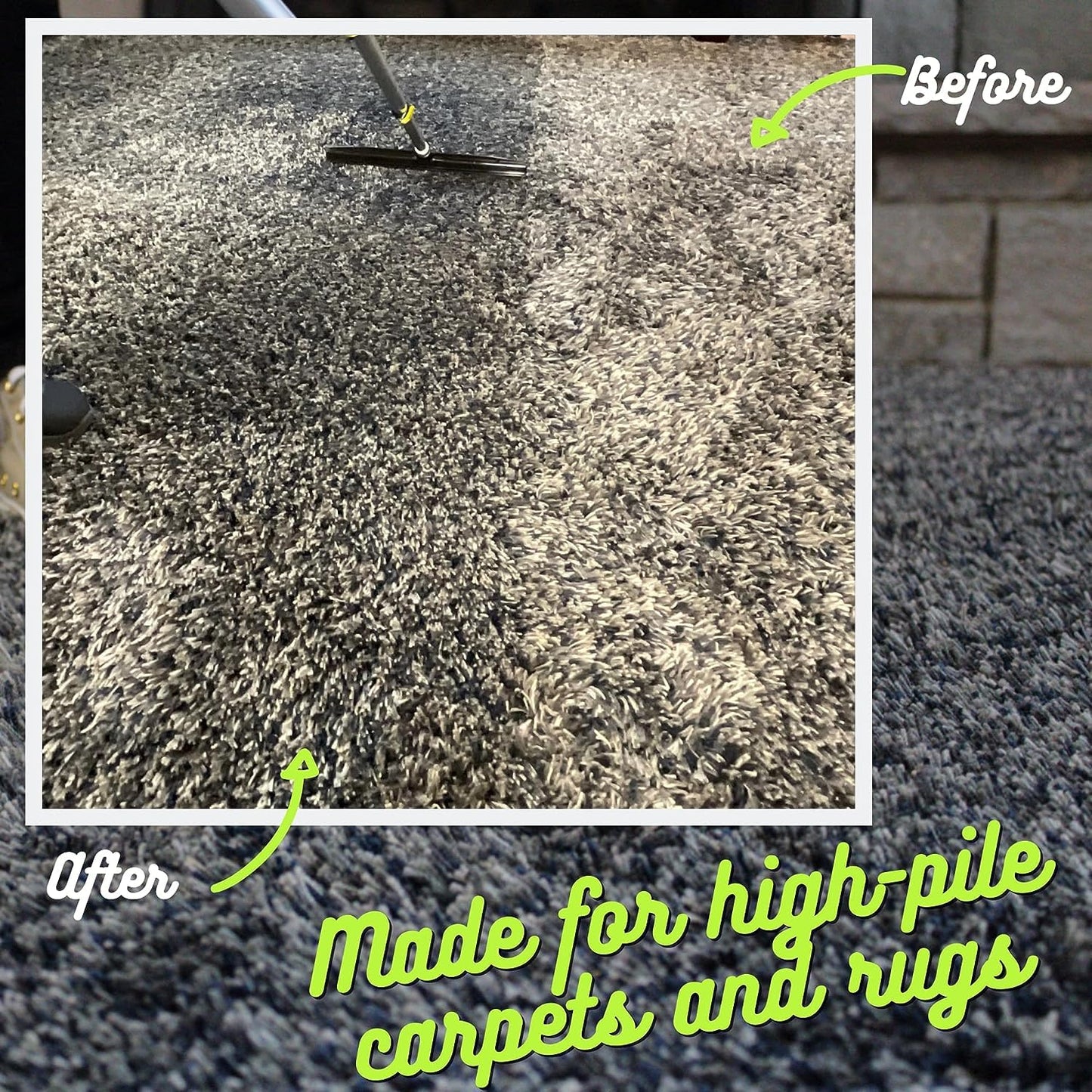 Room Groom Carpet Rake Set (Original and PET) Telescoping 54" Adjustable Handle, Portable Design, Carpet Brush for Pet Hair, Refreshing High Pile Carpets and Artificial Turf, (Pack of 2)