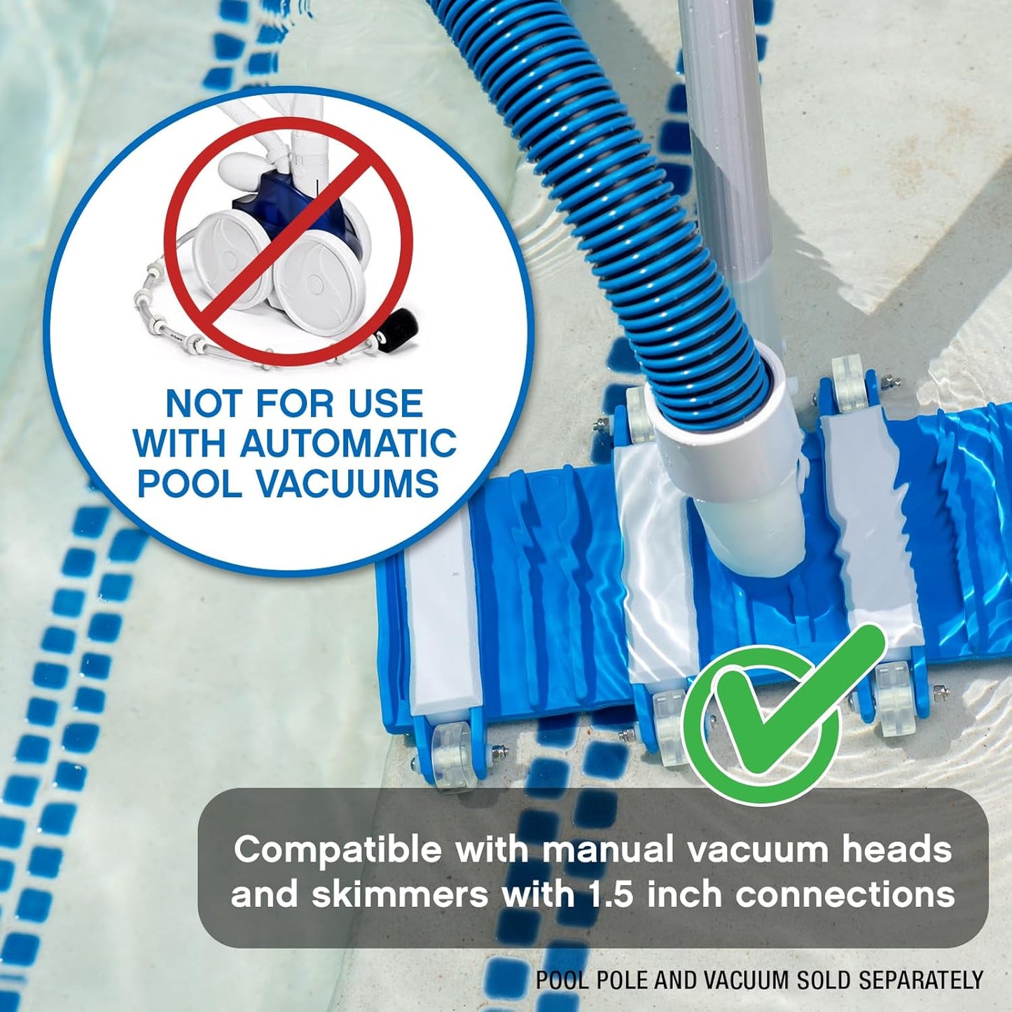 Poolmaster Manual Pool Vacuum Hose - 40 Ft Kink-Free Heavy Duty Cleaner for Inground & Above Ground Pools