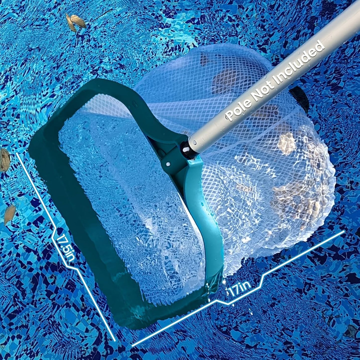 POOLWHALE Pool Skimmer Net - Extra Wide Leaf Rake with Fine Mesh for Efficient Pool Cleaning