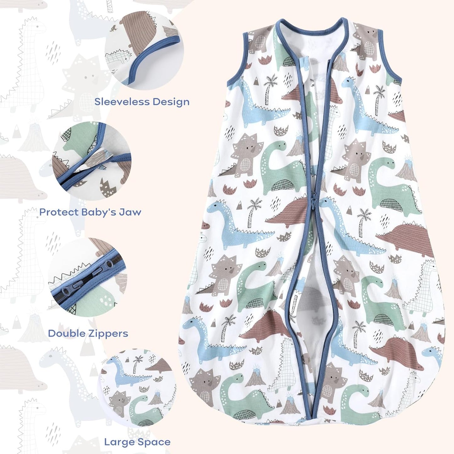 Yoofoss Baby Sleep Sack | 100% Organic Cotton Wearable Blanket for 6-12 Months | Lightweight 2-Way Zipper, TOG 0.5