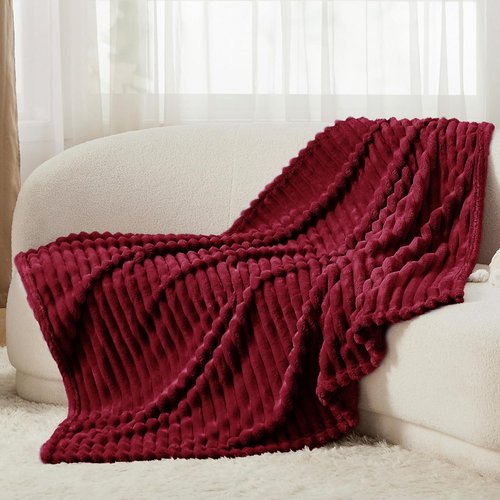 Bedsure GentleSoft Fleece Blanket - Cozy Deep Red Throw for Couch, Perfect Size 50x70 Inches