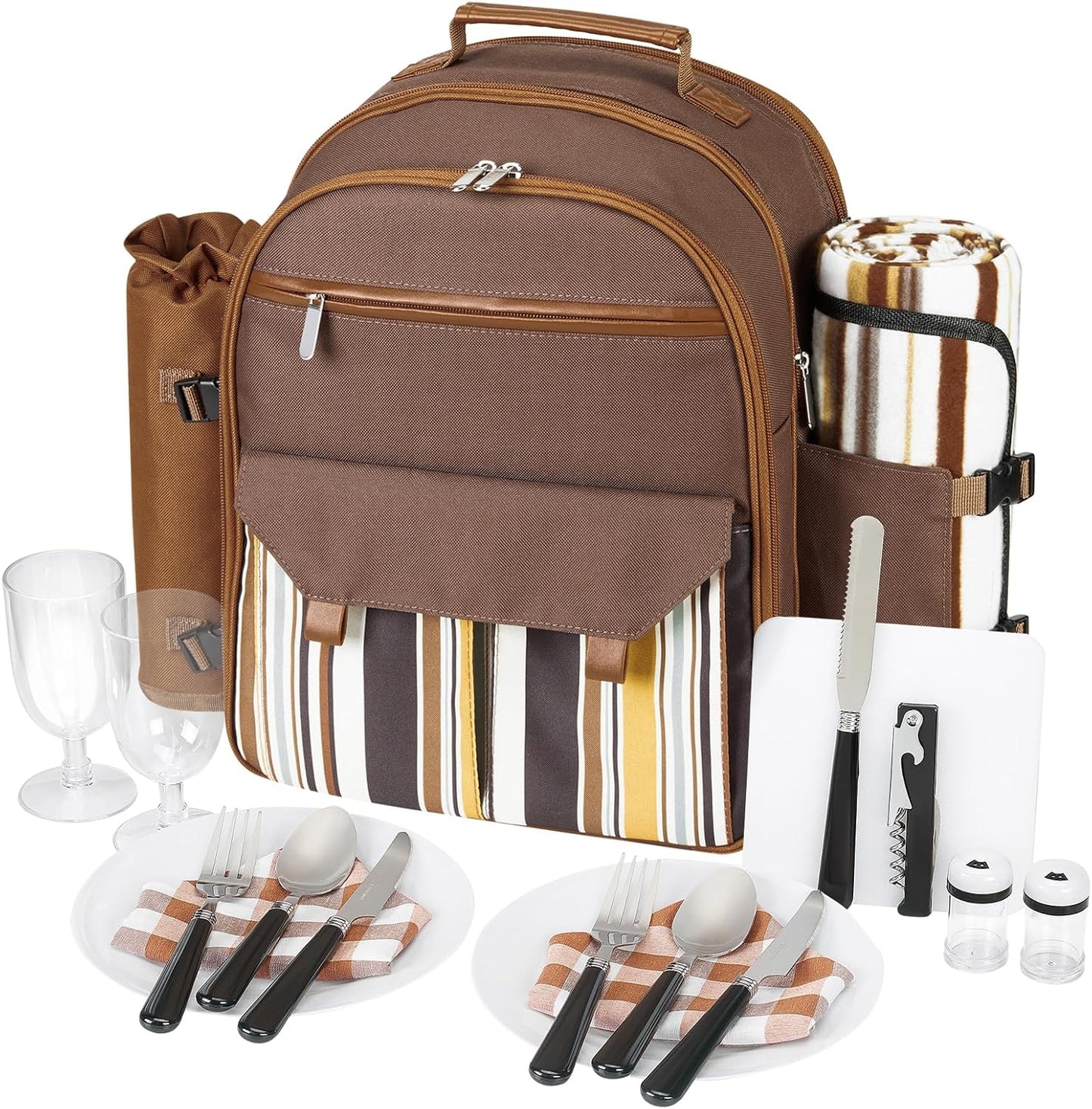 Couple Gifts 22L Picnic Basket Set, Grey Insulated Picnic Backpack for 2, Leak Proof Cooler Camping Gifts, Cool Bridal Shower Gifts Anniversary Engagement Wedding Gifts for Couples, Mr and Mrs Gifts