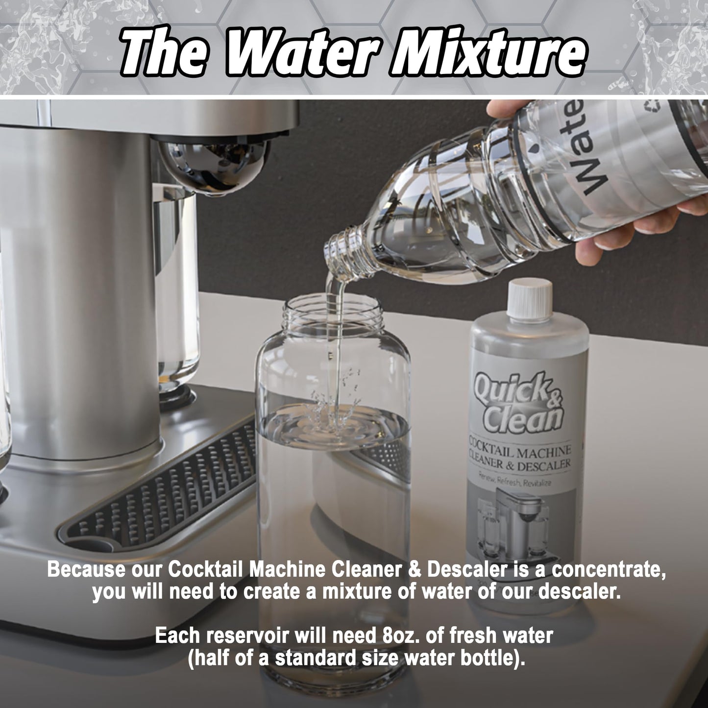 Quick & Clean Cocktail Machine Cleaner & Descaler - Made in the USA - Cleaner & Descaler for At-Home Cocktail Machines - Removes Mineral & Limescale Buildup