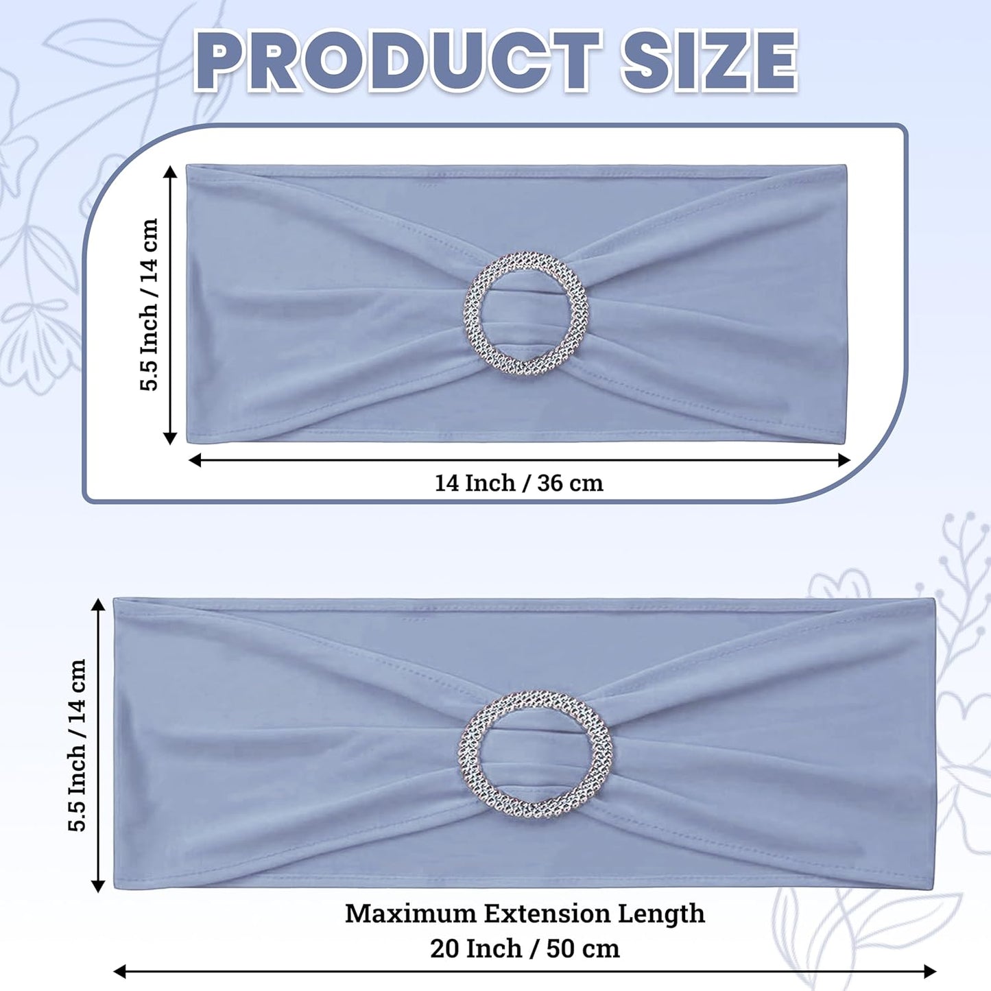 MDS Spandex Chair Sashes - Premium Stretch Covers with Buckle Slider for Weddings | Baby Blue, Pack of 75