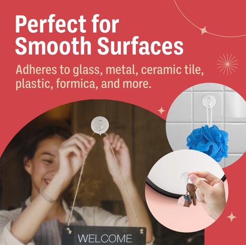 Holiday Joy Suction Cup Hooks for Shower 6Pack – Max Load 3LB Christmas Heavy Duty Suction Cup Hooks – Heavy Duty Wreath Hanger for Bathroom, Window, Towel, Shower Wall, Tile, Glass Door, Camper